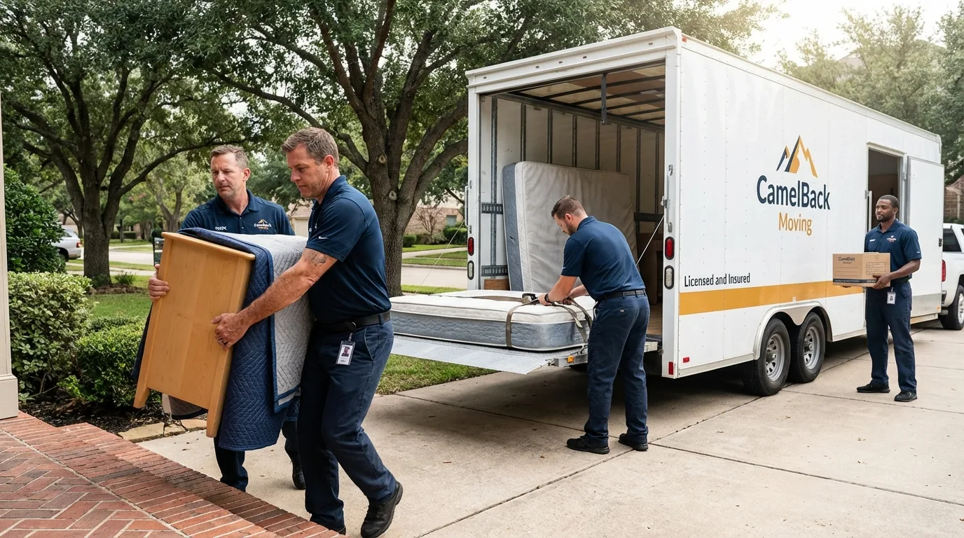 Crew loading residential truck for cross-state move from Grant, NE